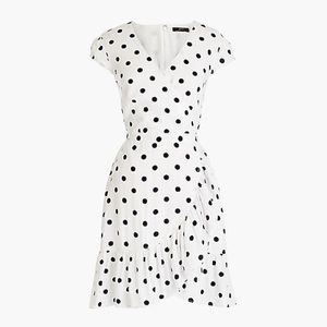 Jcrew Ruffle-front mini dress in polka dot